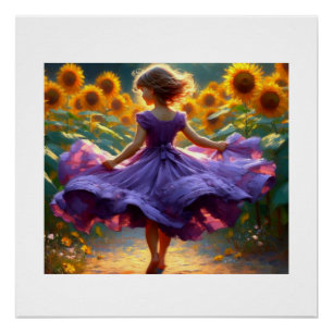 Girl in Field of Sunflowers, Poster