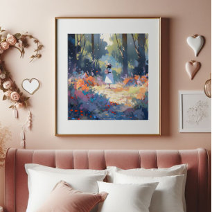 Girl in Forest Anime Impressionism Photo Print