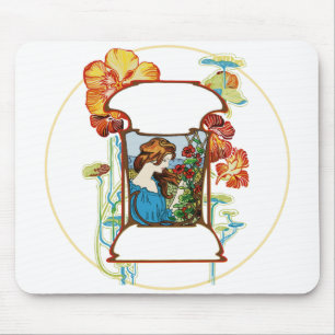 Girl in Garden Mouse Mat
