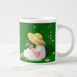 Girl In Grass Large Coffee Mug