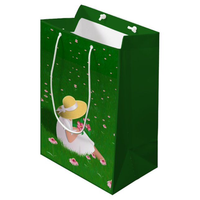 Girl In Grass Medium Gift Bag (Front Angled)