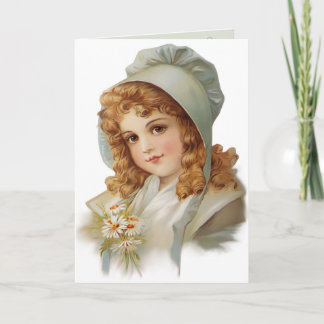 Girl in Green Bonnet Card