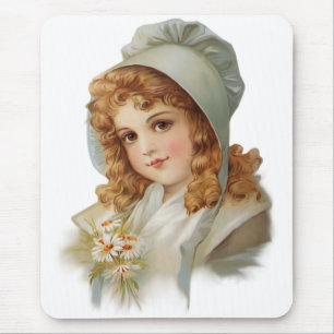 Girl in Green Bonnet Mouse Mat