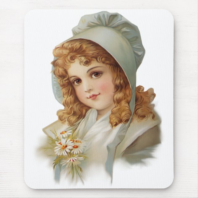 Girl in Green Bonnet Mouse Mat (Front)
