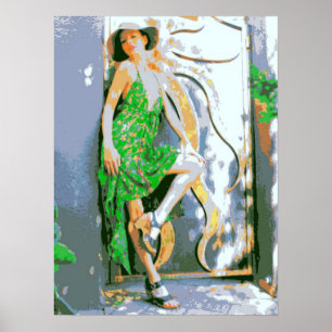 Girl in Green Dress Poster