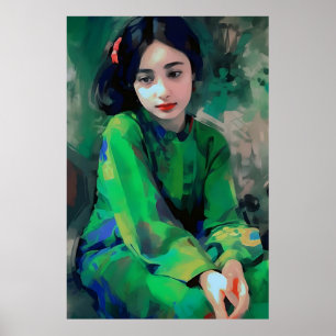 Girl in Green Dress Poster