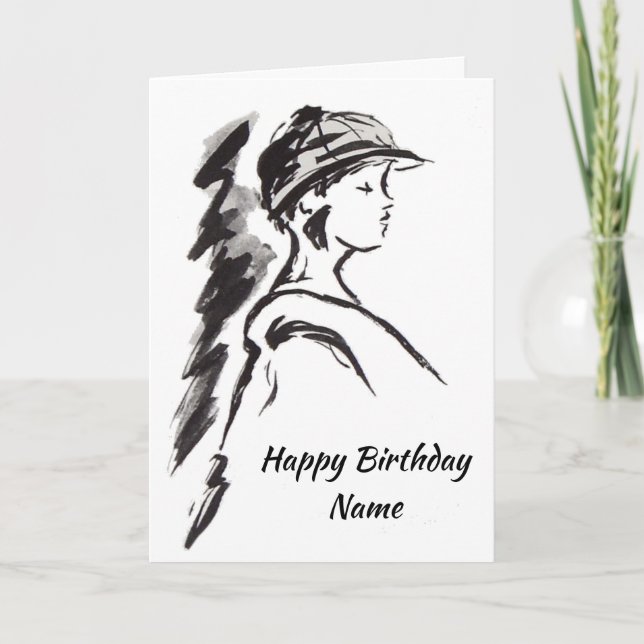 Girl in Hat Birthday Card (Front)