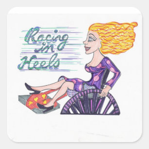 Girl in Heels needs Wheels Square Sticker