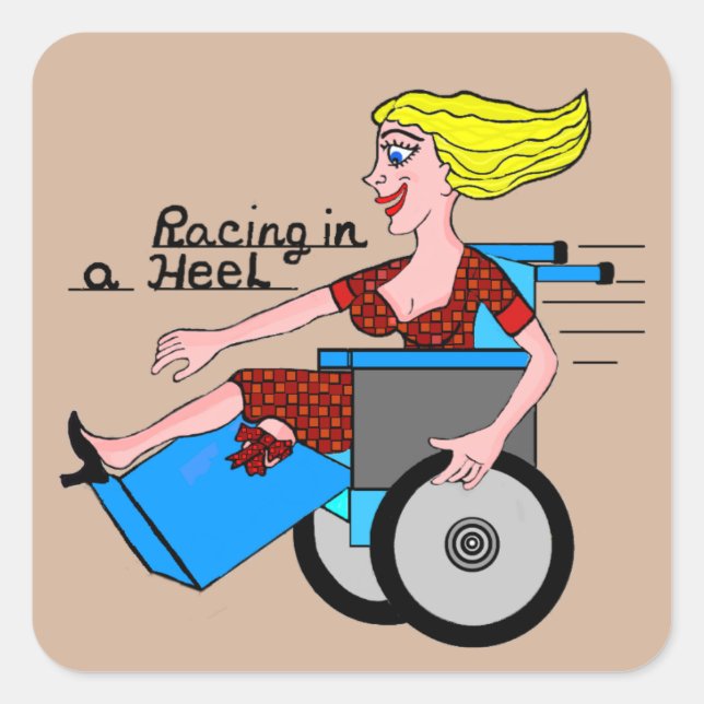 Girl in High Heel Wheelchair Amputee Square Sticker (Front)