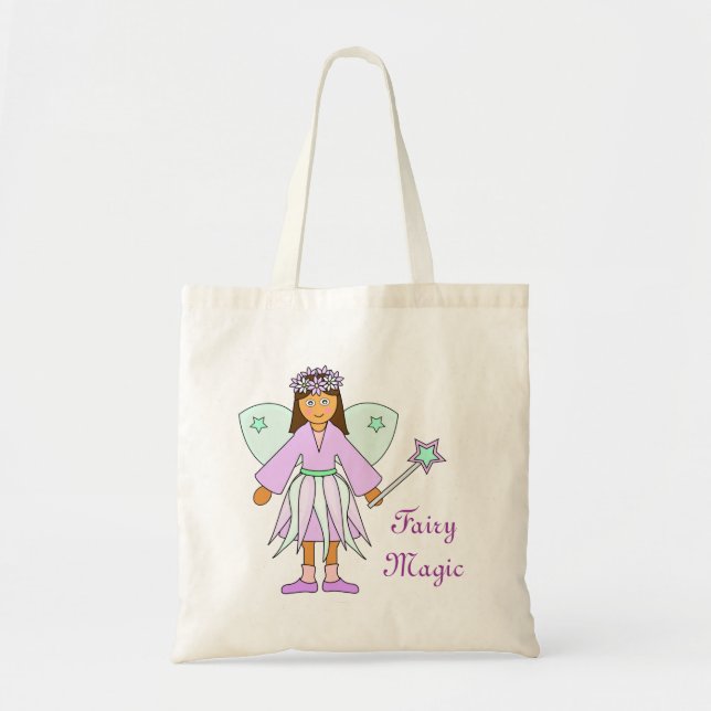 Girl in Lilac and Green Fairy Costume Tote Bag (Front)