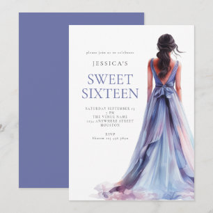 Girl in Lilac Dress Sweet 16 Birthday Party  Invitation
