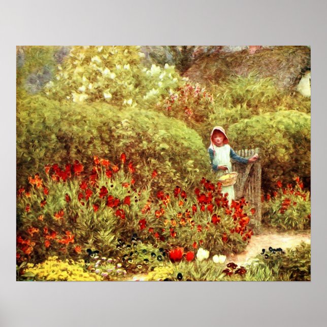Girl in Luscious Victorian Garden Poster (Front)