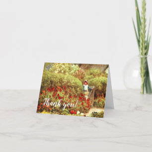 Girl in Luscious Victorian Garden Thank You Card