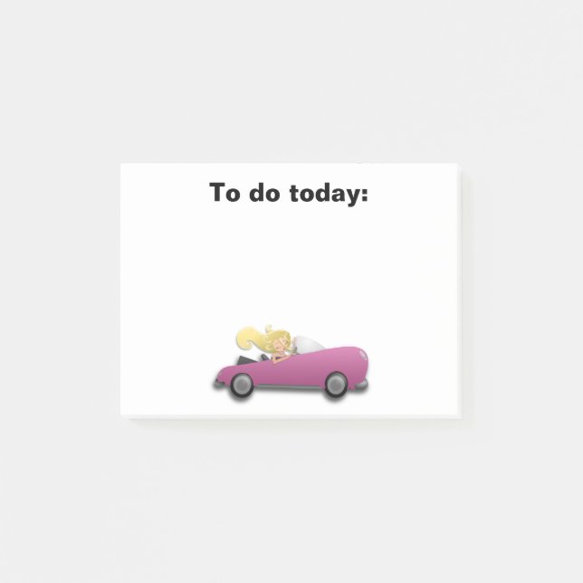 Girl in Magenta / Pink Car Post It Note (Front)