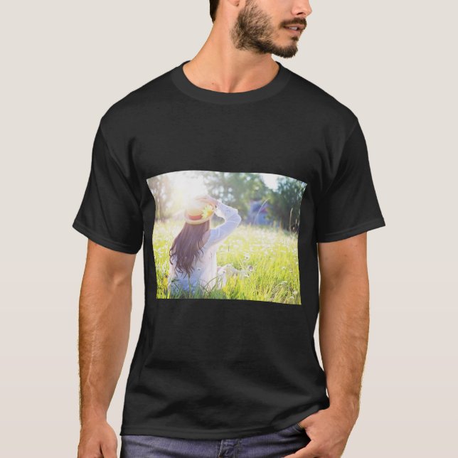 Girl in Nature with Sun Rays T-Shirt (Front)