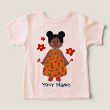 Girl in Orange Dress (Buns) Custom Name Toddler T-