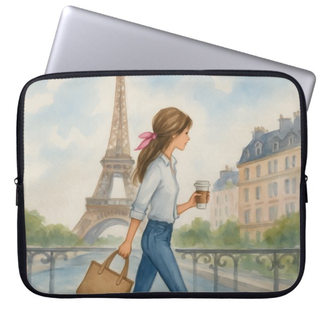 Girl in Paris Laptop Sleeve (Front)