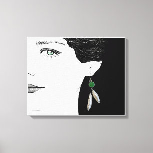Girl in pearl earring fashion illustration art canvas print