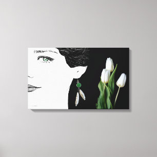 Girl in pearl earring fashion illustration art   canvas print