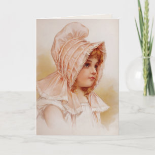 Girl in Pink Bonnet Card
