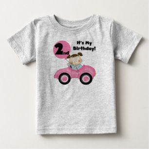 Girl in Pink Car 2nd Birthday Tshirts and Gifts