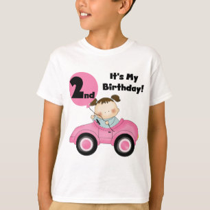 Girl in Pink Car 2nd Birthday Tshirts and Gifts