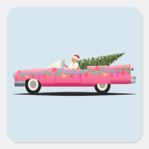 GIRL IN PINK CLASSIC CADDY CHRISTMAS STICKERS