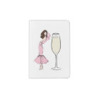 Girl in pink dress with champagne
