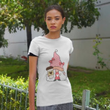 Girl in Pink Gnome Coffee Lover Women's White