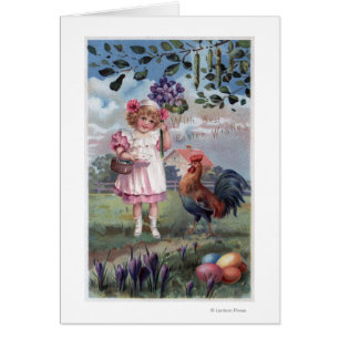 Girl in Pink Holding Purple Flowers