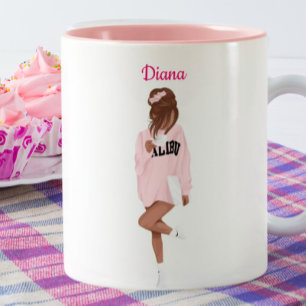 Girl in Pink Malibu Personalised Custom Coffee Two-Tone Coffee Mug