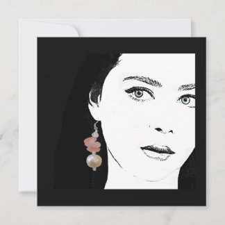 Girl in pink pearl earring fashion illustration  holiday card