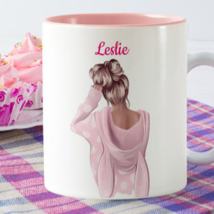 Girl in Pink Personalised Custom Coffee  Two-Tone Coffee Mug