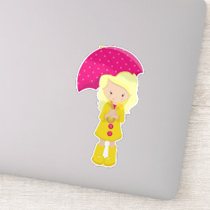 Girl In Raincoat, Girl With Umbrella, Blonde Hair