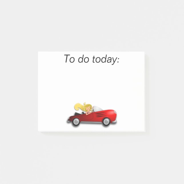 Girl in Red Car Post It Note (Front)