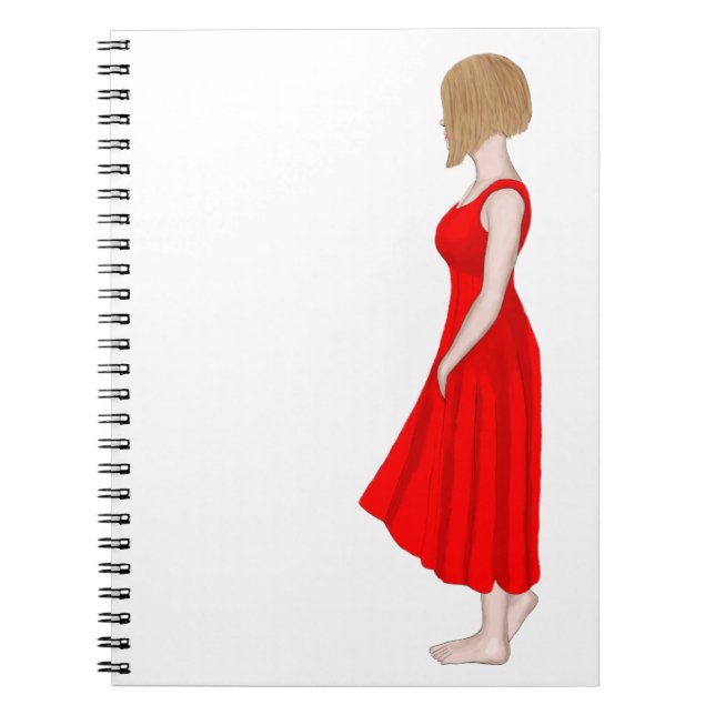 Girl in Red Dress Oil Painting Notebook (Front)