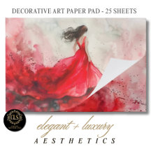Girl in Red Dress Watercolor Art 25 Sheet