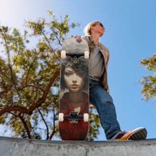 Girl in Red Modern Art Skateboard