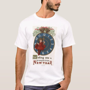 Girl in Red Sitting on Clock T-Shirt