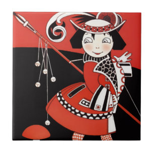 Girl in Red Tile