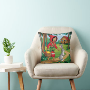 Girl in Redhood with Bunny Cushion
