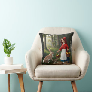 Girl in Redhood with Bunny Cushion