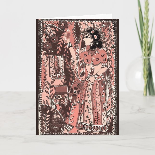 Girl in Rose Festive Greeting Cards (Front)