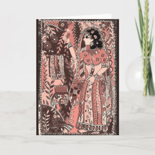 Girl in Rose Festive Greeting Cards