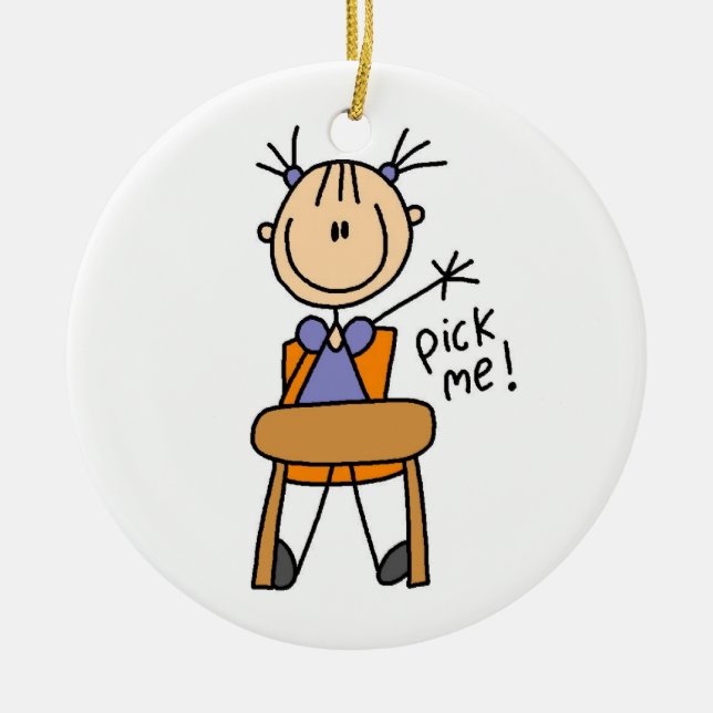 Girl in School Ceramic Tree Decoration (Front)