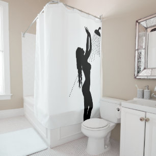 girl in shower silhouette shower curtain