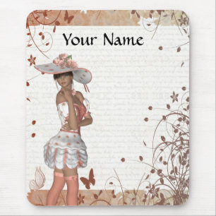 Girl in summer hat mouse mat