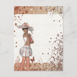 Girl in summer hat postcard