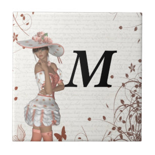 Girl in summer hat tile