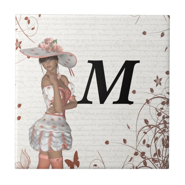 Girl in summer hat tile (Front)